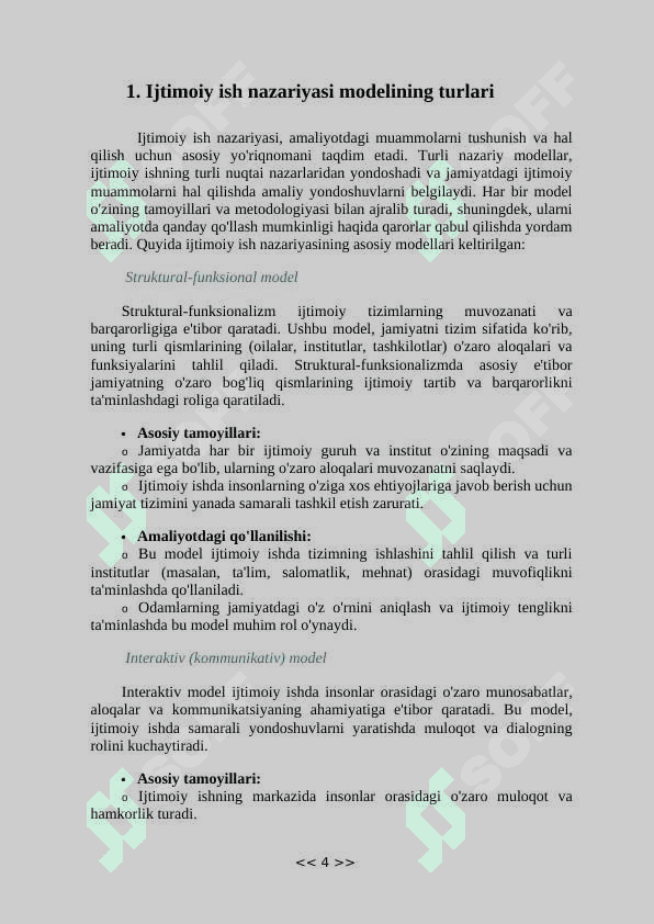 Ijtimoiy ish nazariyasi modelining turlari Alfered A, Charliz K, Sergey G nazariyalari. 4