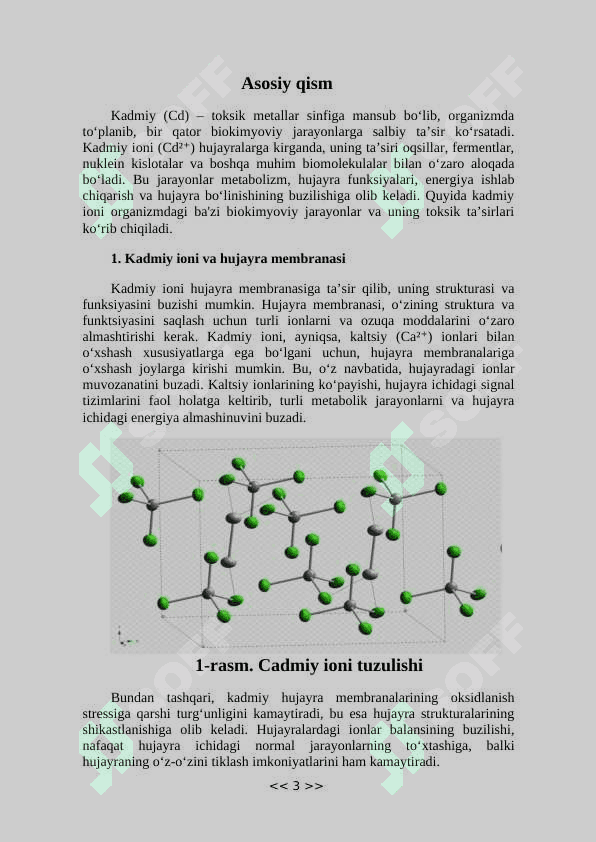 Noorganik ionlar va ularning funksiyalari - Kadmiy 3