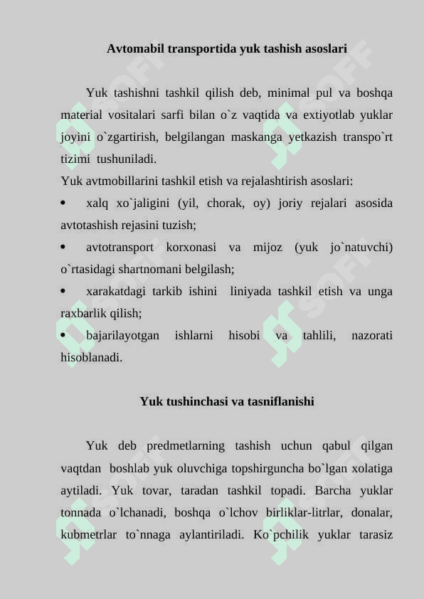 Yuklarni yetkazib berish turlari va tashishlarning texnologik sxemalari 2