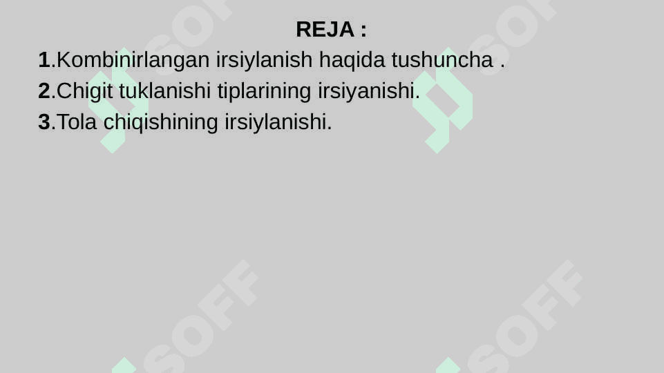 Noallel genlarning kombinirlangan tipda  Irsiylanishi 2