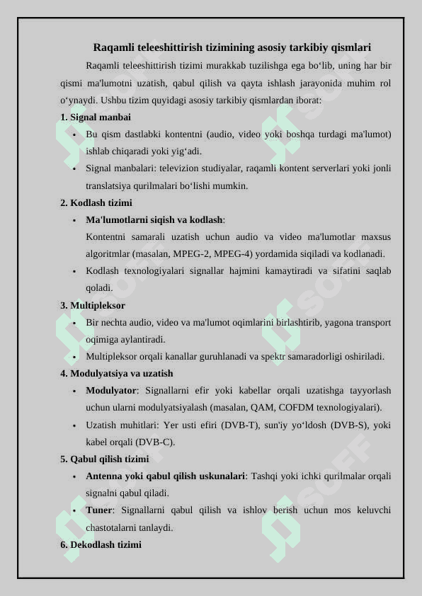 Raqamli teleeshittirish qabul qiluvchi qurilmalarining element bazasi 4