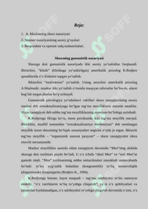 Shaxsning gumanistik nazariyasi 2