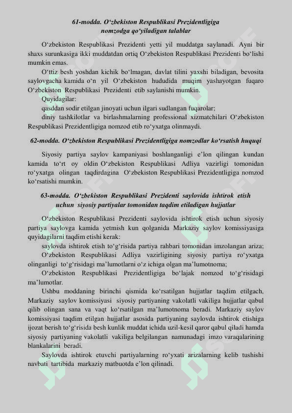 O‘ZBEKISTON PREZIDENTINI saylash tartibi 3