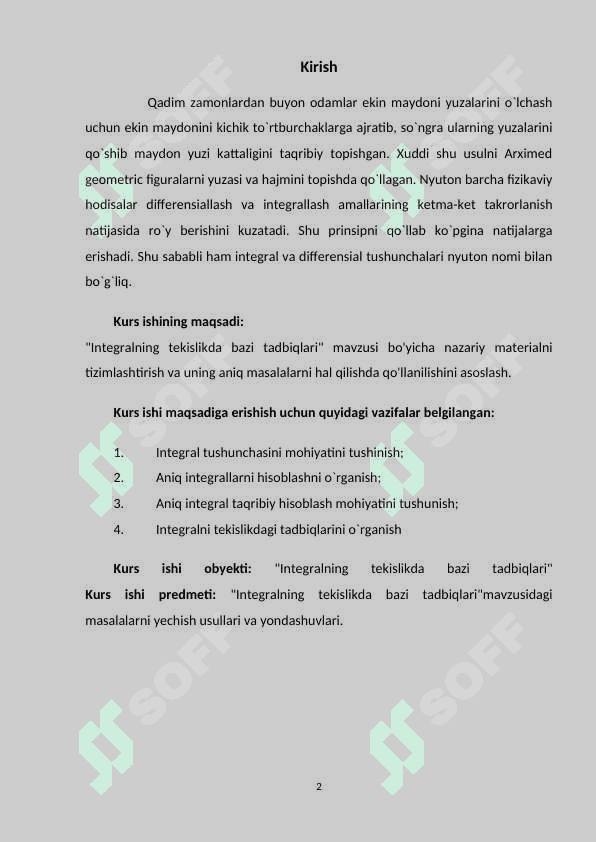 Integral tushunchasi. Aniq integrall. Nyuton-Leybnis formulasi 2