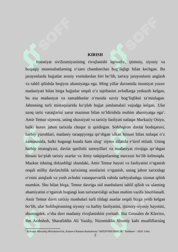 Amir Temur davri tarixshunosligi 2