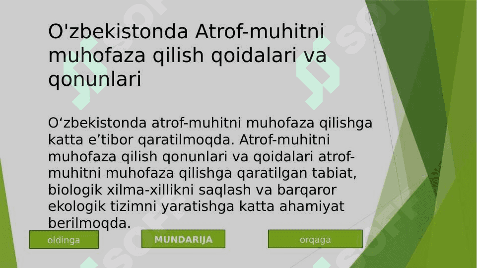 EKOLOGIK QOIDALAR VA QONUNLAR- ULARGA RIOYA QILISH 8