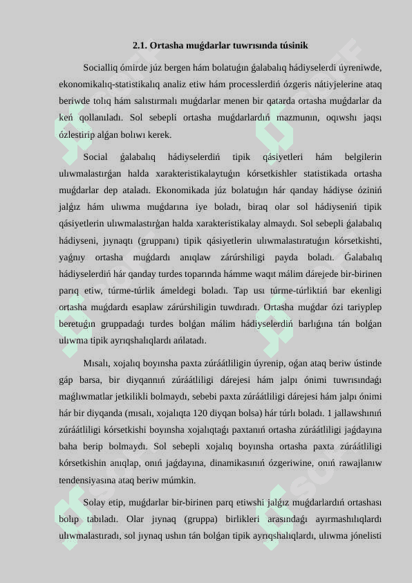 Arifmetik ortasha muģdarlar 3