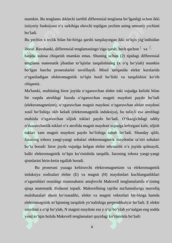 TO'LQIN OPTIKASI. YORUG'LIKNING TO'LQIN XOSSALARI 8
