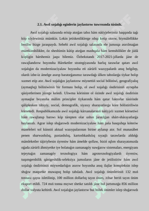 Awıl xojalıģı hám sanaat tarawındaģı όzgerisler 3