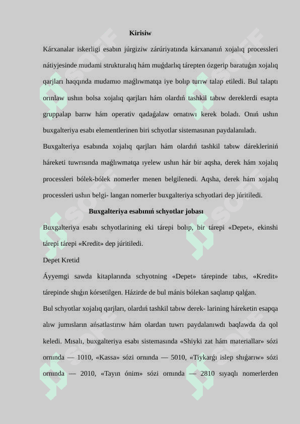 Buxgalteriya esabınıń schyotlar jobası 2