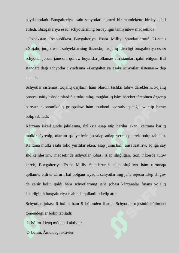 Buxgalteriya esabınıń schyotlar jobası 3
