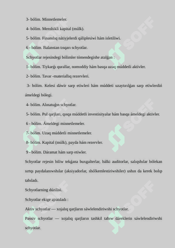 Buxgalteriya esabınıń schyotlar jobası 4