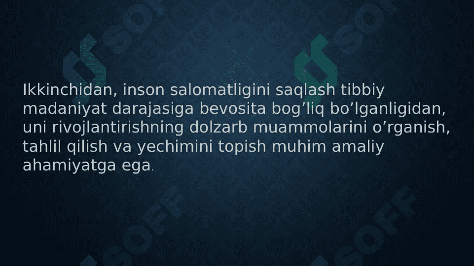 Aholi sogligining tibbiy ijtimoiy muammolari va uni o’rganish metodikasi 4