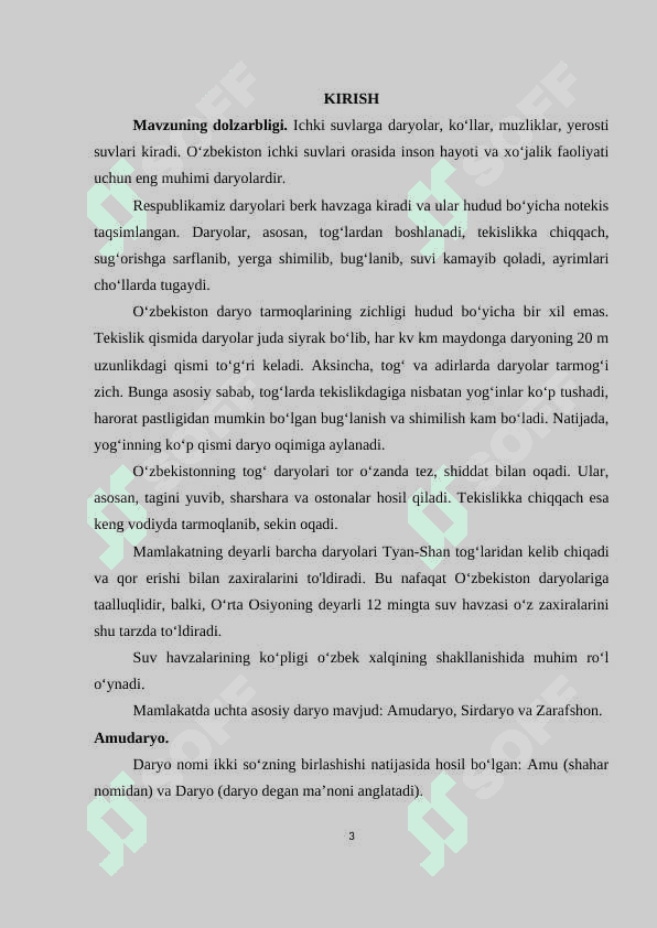 O‘zbekiston daryolari va ularning gidrologik rejimi 3