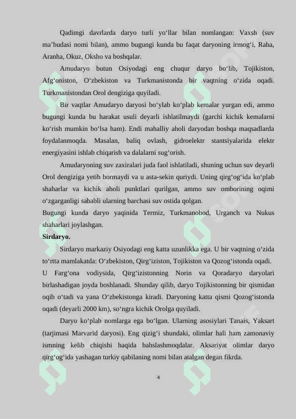 O‘zbekiston daryolari va ularning gidrologik rejimi 4
