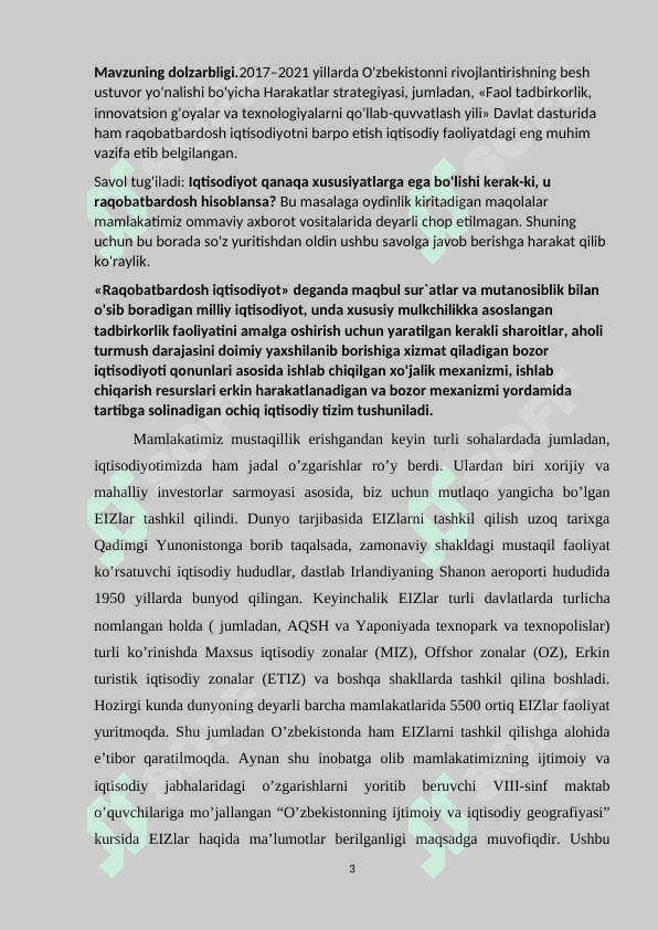 O’zbekiston Iqtisodiyotining umumiy tavsifi 3