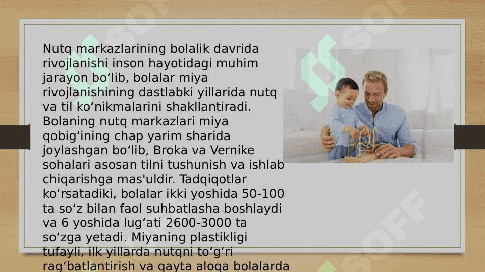 Bola nutqining rivojlanishida beshta markazning o'rni 4
