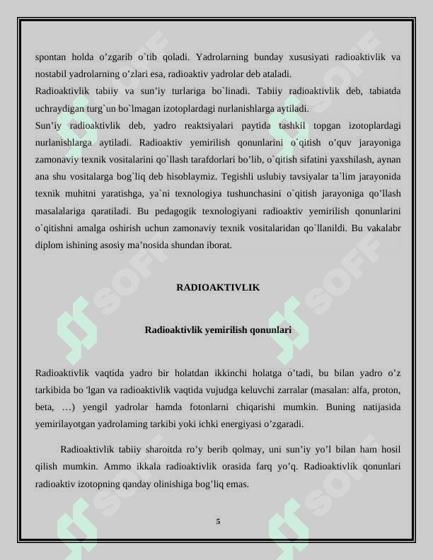 Radioaktivlikning dolzarb va yechilmagan muammolari 5