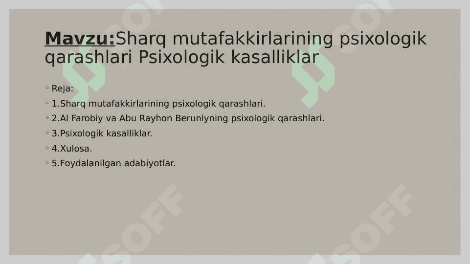 Sharq mutafakkirlarining psixologik qarashlari Psixologik kasalliklar 2