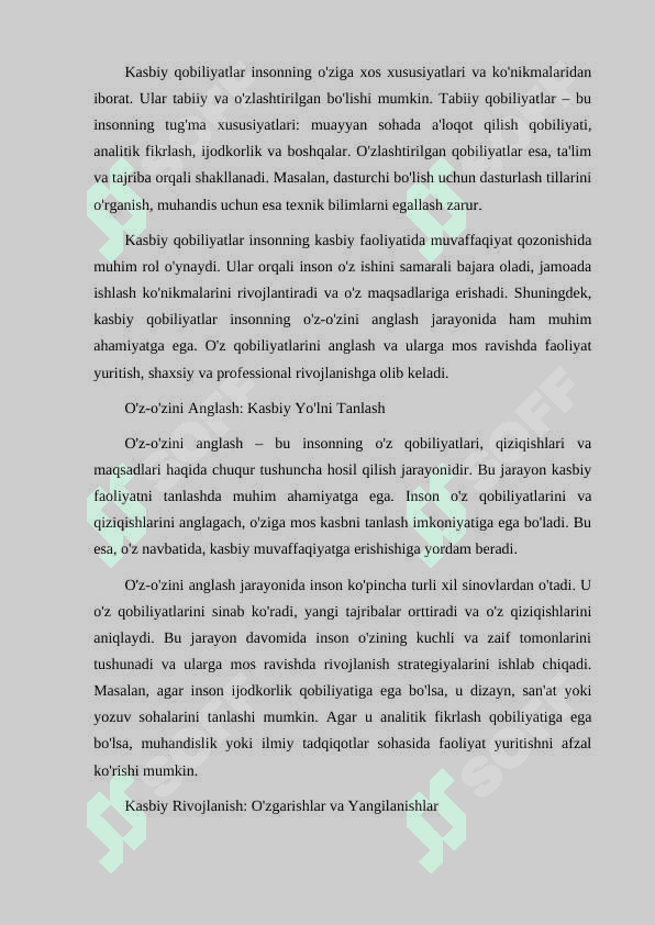 Kasbiy faoliyat va kasbiy qobiliyatlar 2