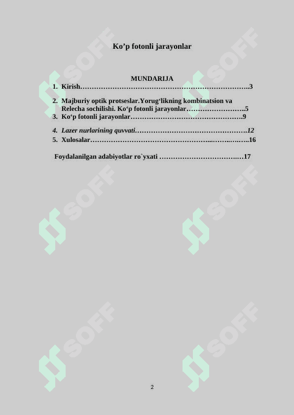 Ko’p fotonli jarayonlar 2