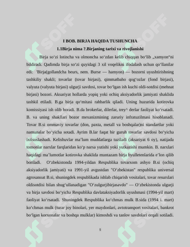 Birja-bozor infrastrukturasining asosiy bo’g’ini  sifatida. 5