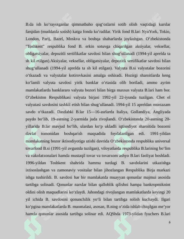 Birja-bozor infrastrukturasining asosiy bo’g’ini sifatida. 6