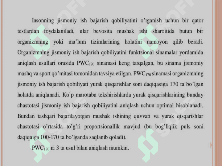 Jismoniy ish qobiliyapti.
Shifokor pedagogik nazorati 2