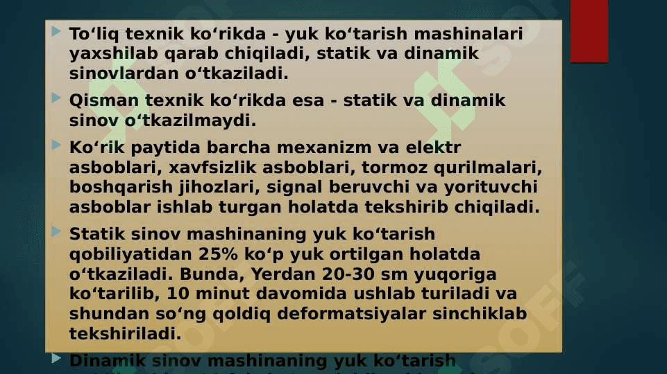 Yuk ko’taruvchi, tashuvchi transport vositalarining turlari va ularga qo’yiladigan xavfsizlik talablari 4
