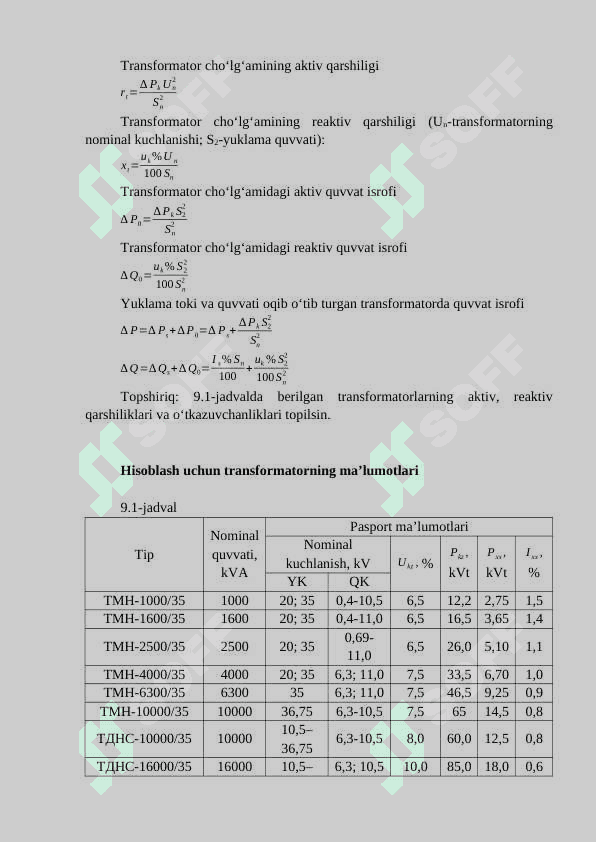 IKKI CHO`LG`AMLI TRANSFORMATORLAR, ALMASHTIRUV SXEMALARI VA ULARNING PARAMERTLARINI ANIQLASH. amaliy mashg'ulot 2