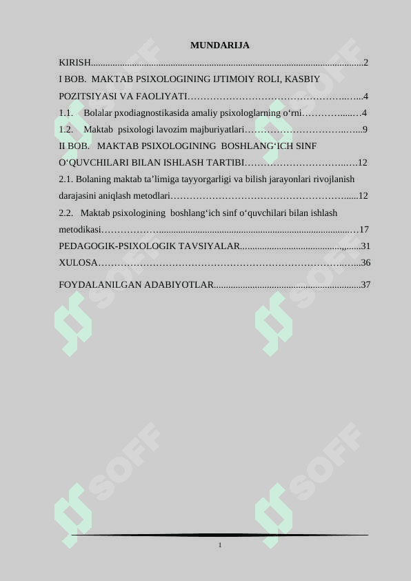MAKTAB PSIXOLOGINING BOSHLANG'ICH SINF O'QUVCHILARI BILAN ISHLASH TARTIBI 2