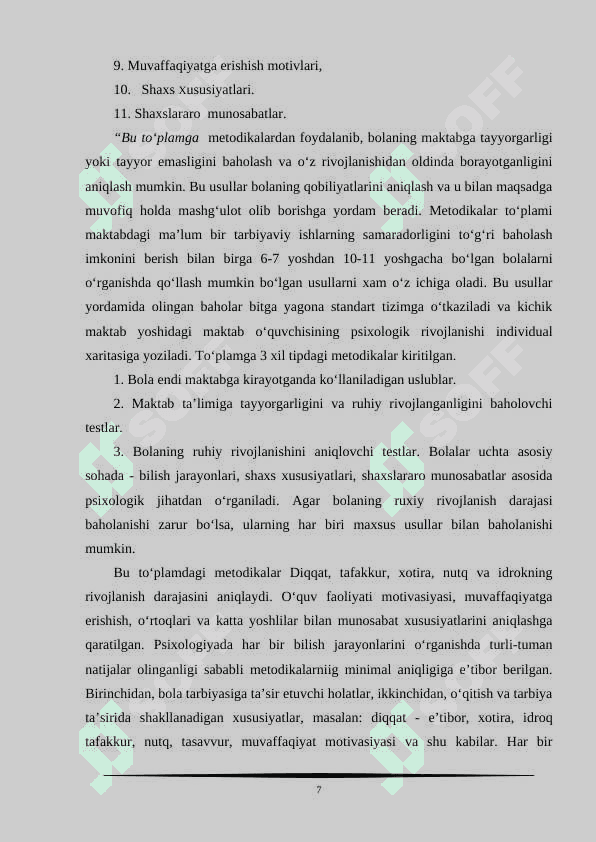 MAKTAB PSIXOLOGINING BOSHLANG'ICH SINF O'QUVCHILARI BILAN ISHLASH TARTIBI 8