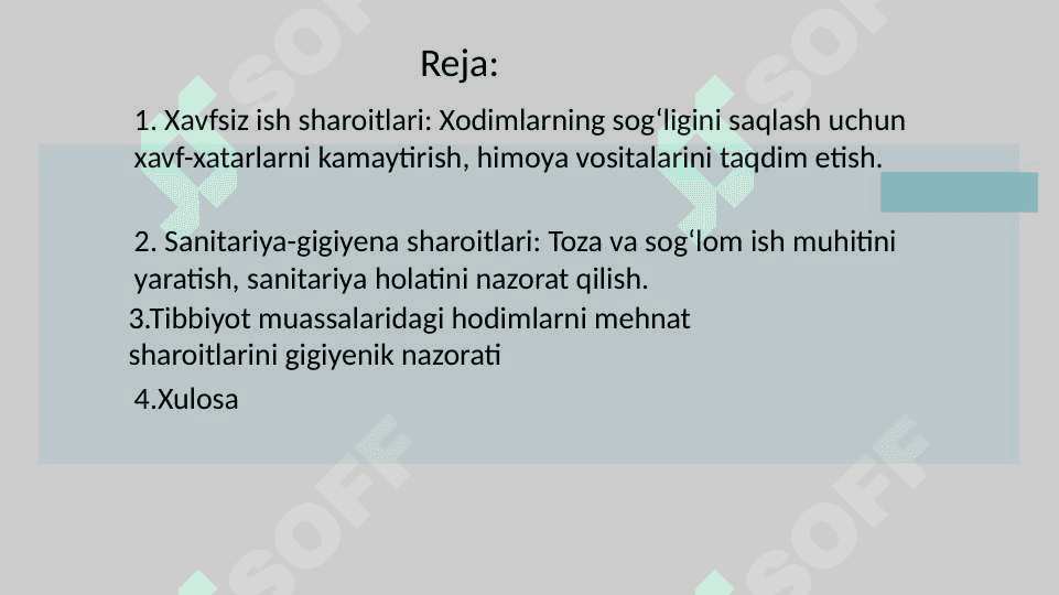 Tibbiyot muassalaridagi hodimlarni mehnat sharoitlarini gigiyenik nazorati 2