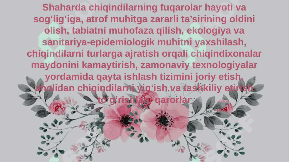 Shahar muhitiga gigenik tarif 4