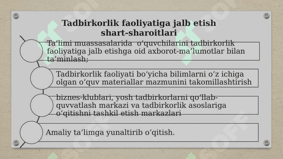 O‘quvchilarni tadbirkorlik faoliyatiga jalb etish shart-sharoitlari 2