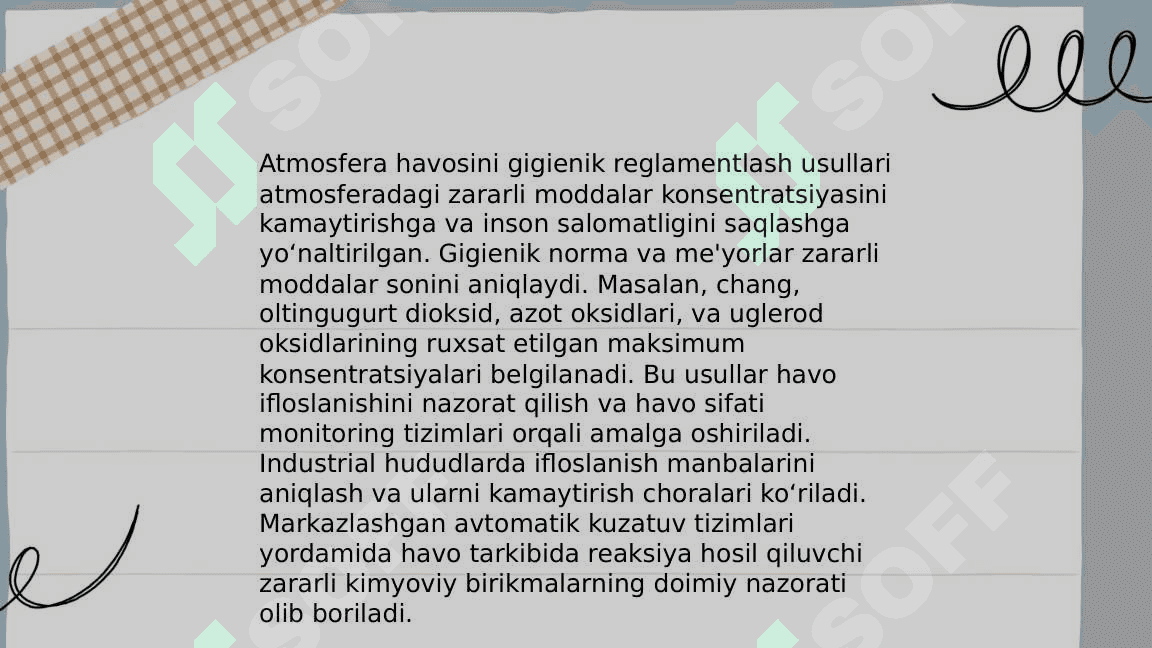 Atmosfera havosi, suv, tuproqning nomuvofiq omillarini gigienik reglamentlashga bo'lgan umumiy yondashuvlar 4