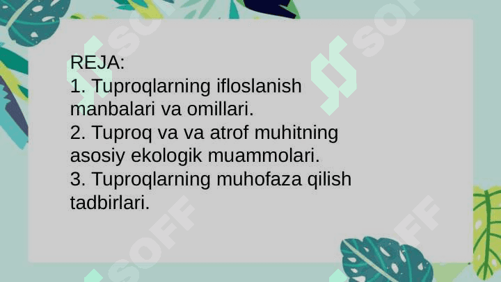 Tuproqni nomuvofiq omillarni gigiyenik reglamentlashga boʻlgan umumiy yondashuvlar. 2