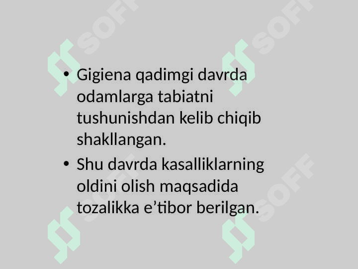 Gigienaning Qadimgi Davrda Shakllanishi XIX va XX Asrlardagi taraqqiyoti 2