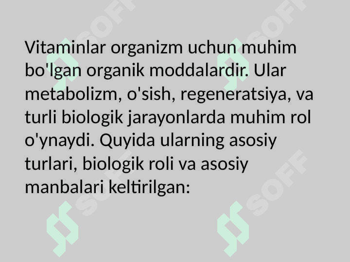 Vitaminlarning biologik roli va asosiy manbalari 2
