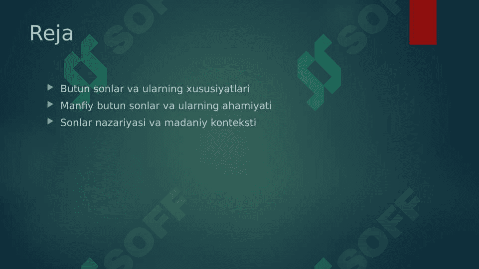 Butun sonlar. Butun manfiy sonlar 2