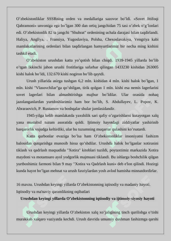 II-jahon urushi yillarida Ózbekistonda ilim fan madaniyat va san’at 24 5