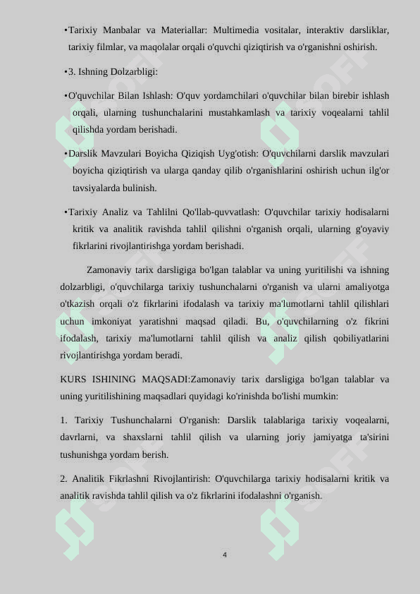 Zamonaviy tarix darsligiga bo'lgan talablar kurs ishi 4