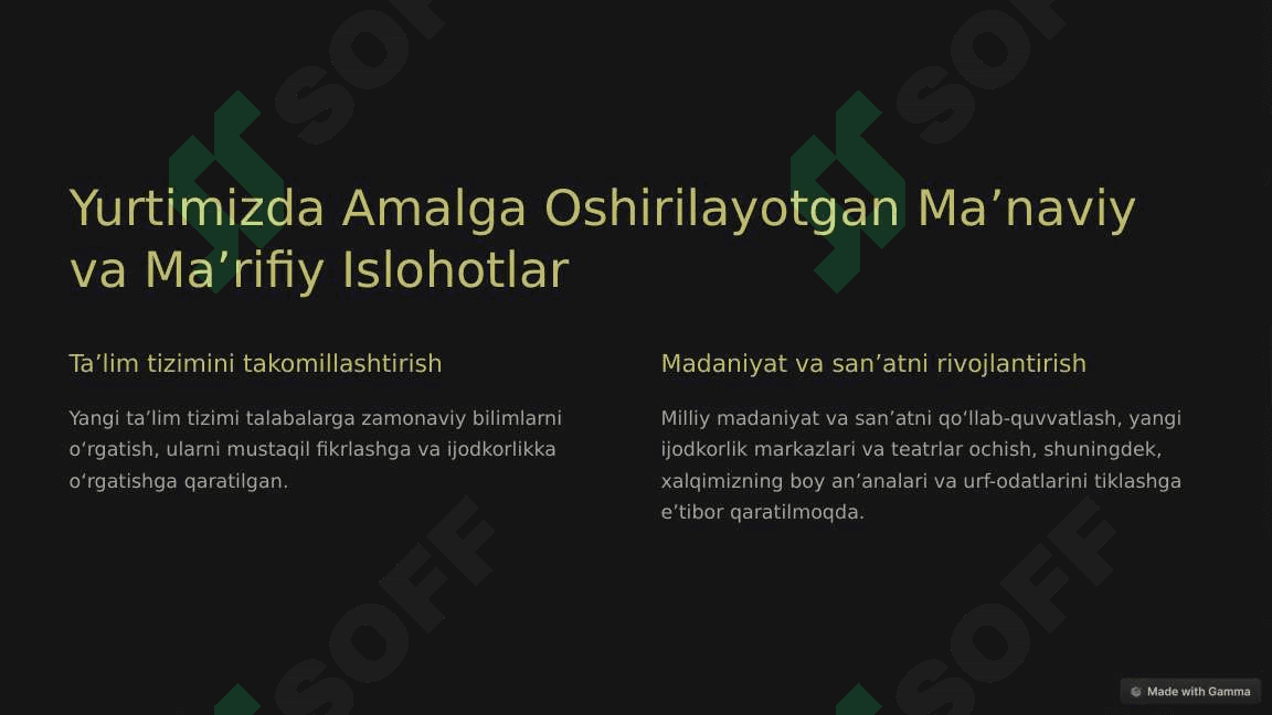 Yangi Oʻzbekistonda amalga oshirilayotgan maʼnaviy oʻzgarishlar 2