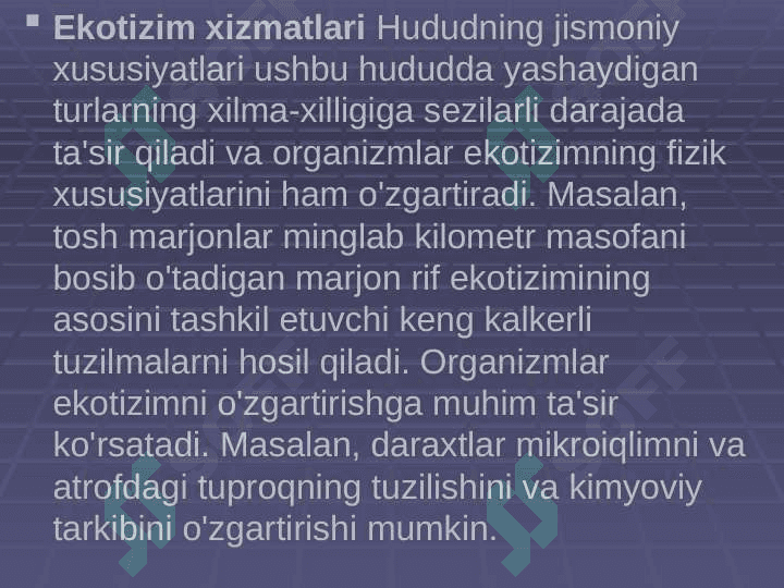ekotizim tovarlari va xizmatlari 2