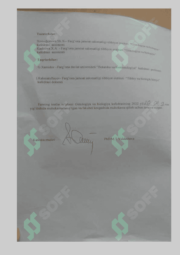 Tibbiy biologiya fanidan yakuniy testlari javoblari bilan 3