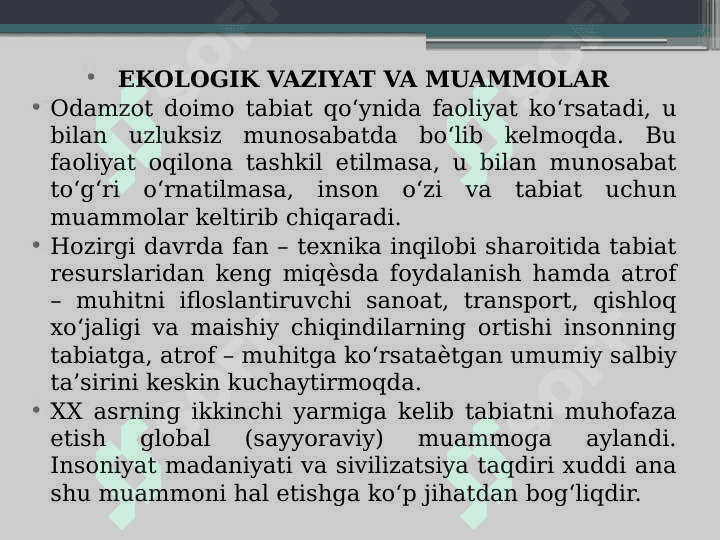 Mahalliy ekologik muammolar va ularning oqibatlari. 5