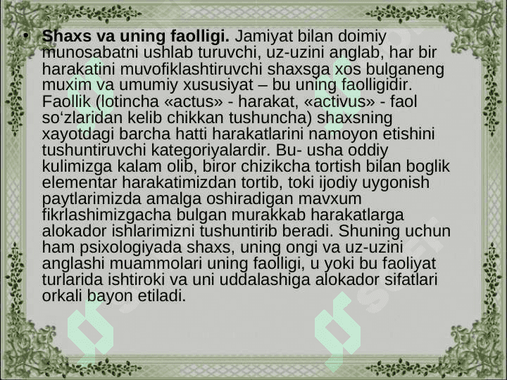 Faoliyat haqida tushuncha va ularning turlari 3