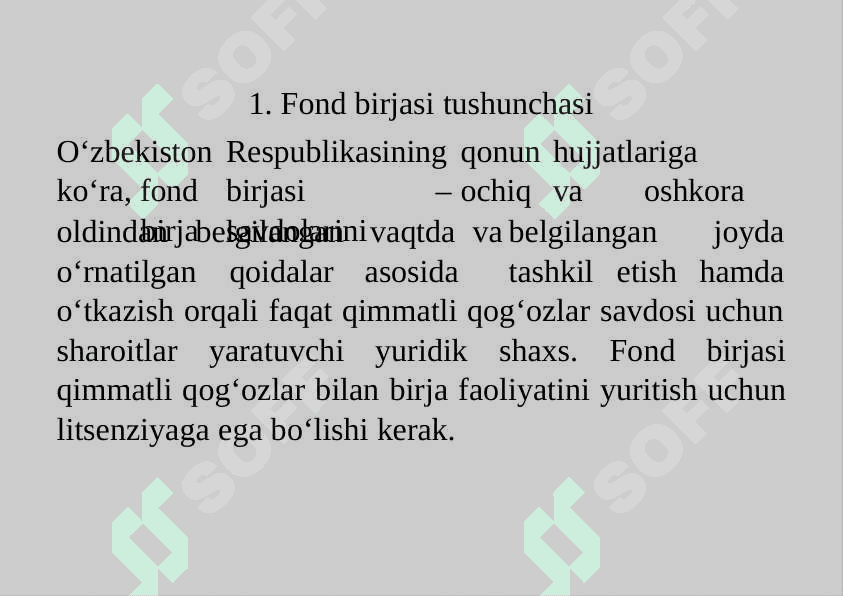 Fond birjasi infratuzilmasi va birja savdosi 2