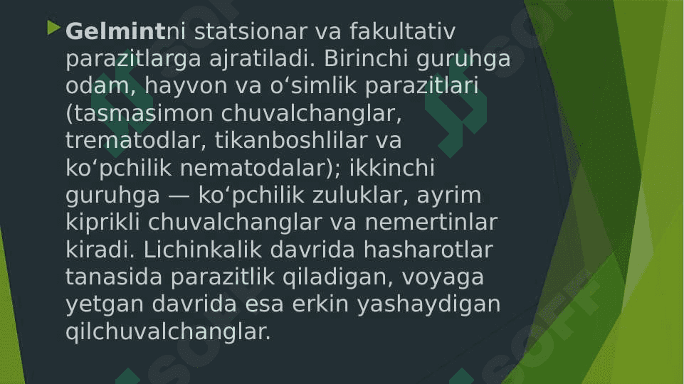 GELMINTLAR TIBBIYOT AMALIYOTIDAGI AHAMIYATI  VA DIAGNOSTIKASI TERI INFEKSIYALARI QO'ZG'ATUVCHILARI PATOGENEZ LABARATORIYA TASHXISI 6