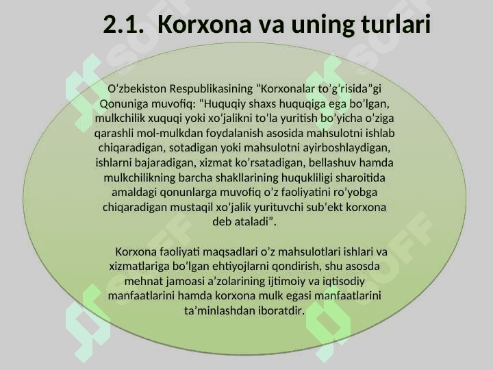 Xususiy korxonalarning tashkiliy iqtisodiy asoslari 2